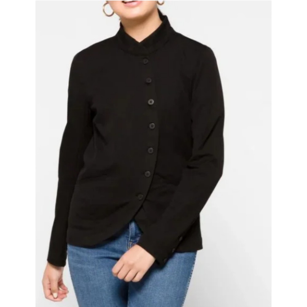 Universal Standard Willa Curved Stretch Cotton Twill Jacket - Black - NWT  14/16